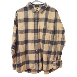 American Eagle Outfitters Beige and Black Flannel Shirt( 3 For $20 Item)